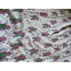 Vintage Barney Baby Blanket 59 X 42 Polyester Blend Satin Trim